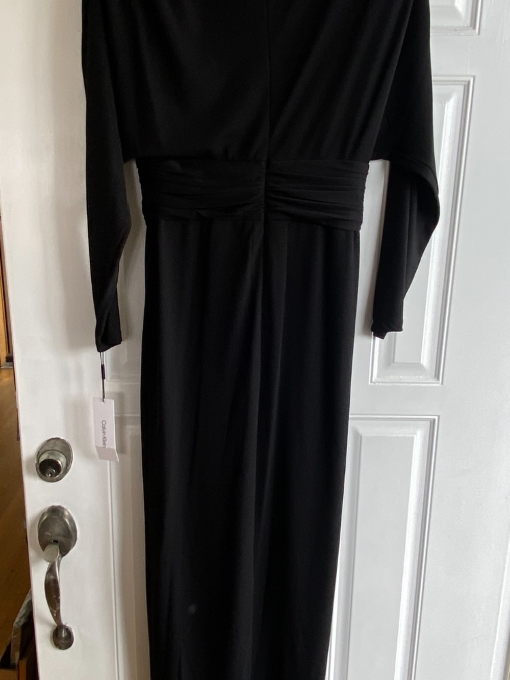 Calvin Klein Black Long Sleeve Ruched Waist Maxi Dress - Picture 4 of 10